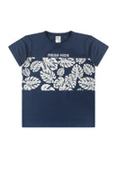 Conjunto Infantil Verão Masculino Folhagem - Marinho
