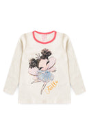 Pijama Infantil Manga Longa Feminino Fada Faella - Off White