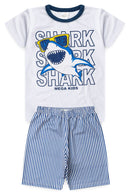Pijama Infantil Verão Masculino Shark - Branco