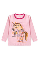 Pijama Infantil Manga Longa Feminino Horse - Rosa