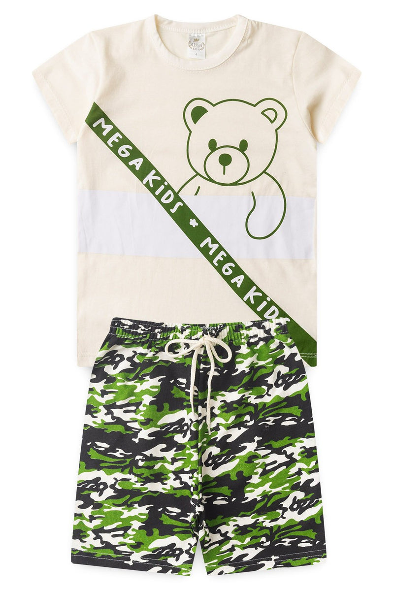 Conjunto Infantil Verão Masculino Ursinho Mega - Off