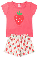 Conjunto Infantil Pijama Verão Feminino Moranguinhos - Chiclete
