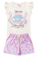 Conjunto Infantil Verão Feminino Concha - Off White