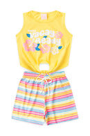 Conjunto Infantil Verão Feminino Regata Vacay Ready - Amarelo