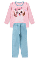 Pijama Infantil Manga Longa Feminino Dog - Rosa