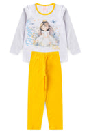 Pijama Infantil Manga Longa Feminino Princess - Branco