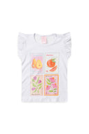 Conjunto Infantil Verão Feminino Fruits and Flowers - Branco