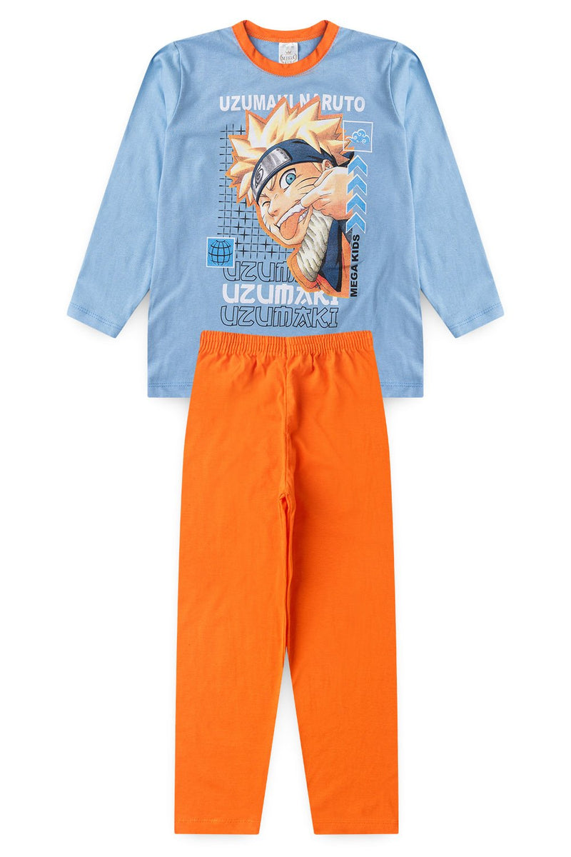 Pijama Infantil Manga Longa Masculino Naruto - Azul