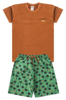 Conjunto Infantil Verão Masculino Plaquinha - Caramelo