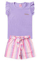 Conjunto Infantil Verão Feminino Plaquinha - Lilas