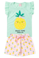 Conjunto Infantil Verão Feminino Fruit time - Verde