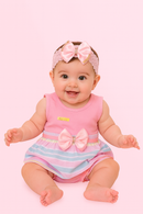 Kit Bebê 3 Peças Vestido + Calcinha + tiara