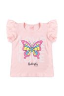 Conjunto Infantil Verão Feminino Butterfly - Rosa