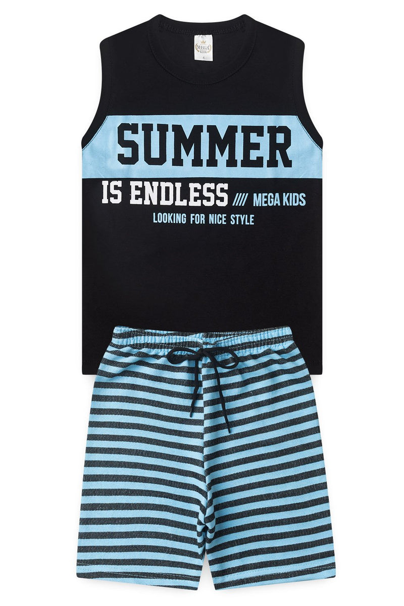 Conjunto Infantil Verão Masculino Regata Summer - Preto