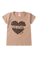 Conjunto Infantil Verão Feminino Cute Pretty - Bege