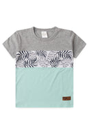 Conjunto Infantil Verão Masculino Recortes Folhas - Mescla