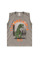 Conjunto Infantil Verão Masculino Regata Tyrannosaurus Rex - Mescla