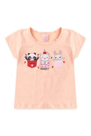 Conjunto Infantil Verão Feminino Swett Faella - Salmão