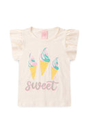 Conjunto Infantil Verão Feminino Sweet ice cream - Off