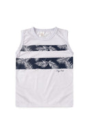 Conjunto Infantil Verão Masculino Regata Folhas - Branco