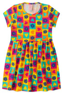 Vestido Infantil Verão Feminino Flores - Laranja