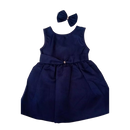 Linha baby conjunto vestido e faixa de cabelo azul marinho