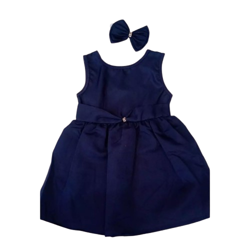 Linha baby conjunto vestido e faixa de cabelo azul marinho