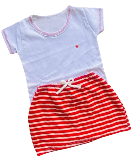 Camiseta e Saia Listrada