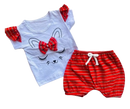 Conjunto Camiseta Gatinha Listrado