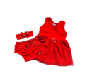Kit Bebê 3 Peças Vestido + Calcinha + Faixa de Cabelo