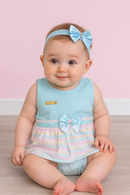 Kit Bebê 3 Peças Vestido + Calcinha + tiara