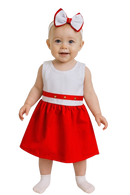 Roupa de Bebê Vestido Com Faixa vermelho