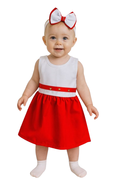 Roupa de Bebê Vestido Com Faixa vermelho