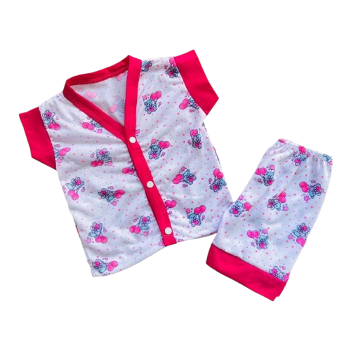 Roupa De Bebê Pijama Curto Menina Rosa