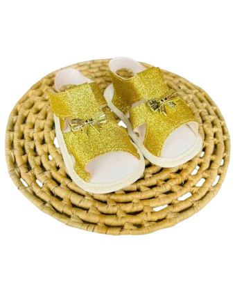 Sandália Bebê Feminina Dourada Gliter