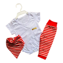 Roupa De Bebê kit 3 peças Body Curto E Bandana vermelho