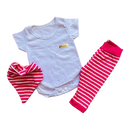 Roupa De Bebê kit 3 peças Body Curto E Bandana rosa pink