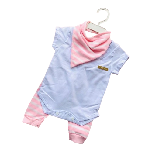Body Curto E Bandana rosa bebê