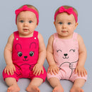 Roupa de Bebê Conjunto Macacão E Faixa rosa pink