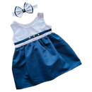 Roupa de Bebê Vestido Com Faixa azul marinho