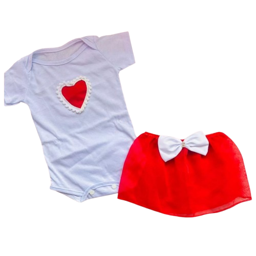 Roupa de Bebê Body E Saia de Tule vermelho