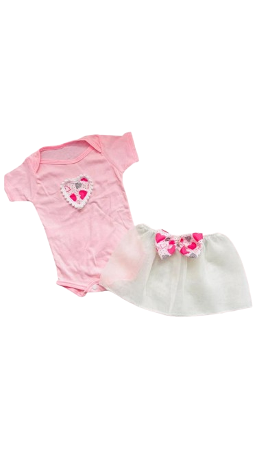 Roupa de Bebê Body E Saia de Tule rosa