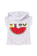 Conjunto Infantil Verão Feminino Melancia Com Animais - Branco