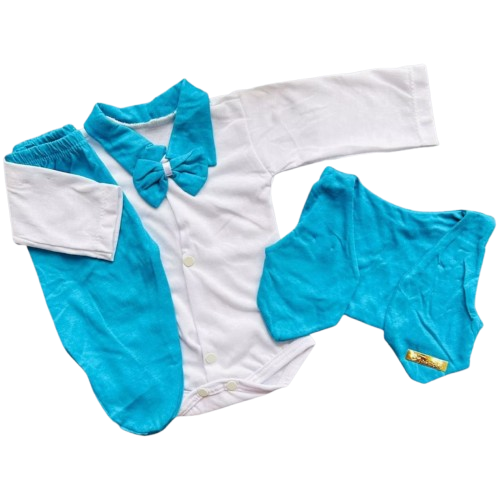 Linha Baby Body Com Gravata Colete e Mijão azul