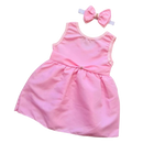 Linha baby conjunto vestido e faixa de cabelo rosa