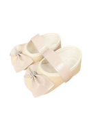 Sapatilha Bege Com Laço e Strass