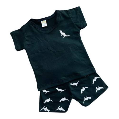 Roupa De Bebê Conjunto Camiseta Canguru preto