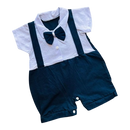 Linha baby macacão curto gravata azul marinho