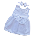 Linha baby conjunto vestido e faixa de cabelo branco