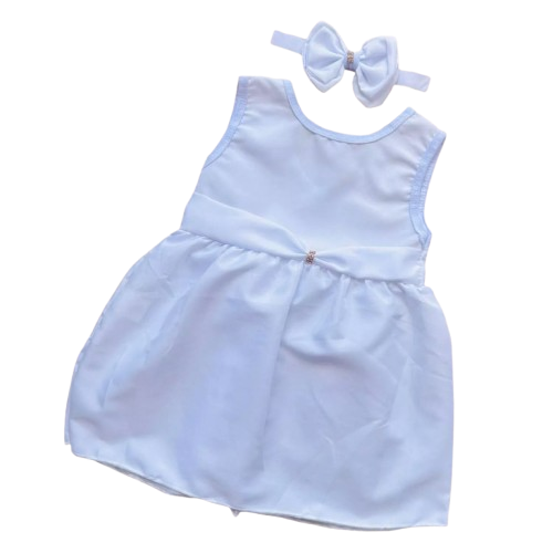 Linha baby conjunto vestido e faixa de cabelo branco
